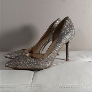Elegant Silver Glitter Heels